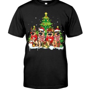 Merry Christmas Cute German Shepherd Dogs T Shirt 1.jpg